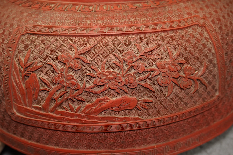 A Chinese cinnabar lacquer box and cover, 18th/19th century